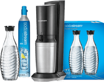 SodaStream Crystal Schwarz + Glaskaraffen 2er-Pack Wassersprudler