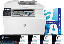 HP Color LaserJet Pro M183fw MFP + 1 zusätzliches Set Toner + 2.500 Blatt A4-Papier All-in-One-Farblaserdrucker