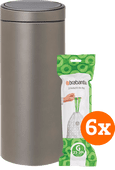 Brabantia Touch Bin 30 Liter Platinum + Müllbeutel (120 Stück) Brabantia Touch Bin 30 Liter Mülleimer