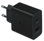 Samsung Super-Fast-Charging-Ladegerät mit 2 USB-Anschlüssen 35 W Schwarz Samsung Schnellladegerät