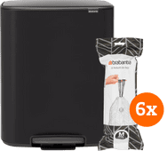 Brabantia Bo Treteimer 60 Liter Matt Black + Müllbeutel (120 Stück) Brabantia Bo Mülleimer