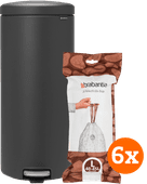 Brabantia NewIcon Treteimer 30 Liter Infinite Grey + Müllbeutel (120 Stück) Brabantia NewIcon Mülleimer