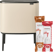 Brabantia Bo Touch Bin Mülleimer 11 + 23 Soft Beige + Müllsäcke (320 Stück) Brabantia Bo Mülleimer