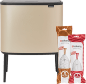 Brabantia Bo Touch Bin Mülleimer 11 + 23 Liter Metallic Gold + Müllsäcke (320 Stück) Brabantia Bo Mülleimer