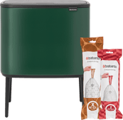 Brabantia Bo Touch Bin Mülleimer 11 + 23 Liter Pine Green + Müllsäcke (320 Stück) Brabantia Bo Mülleimer