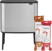 Brabantia Bo Touch Bin Mülleimer 11 + 23 Liter Matt Steel + Müllsäcke (320 Stück) Brabantia Bo Mülleimer