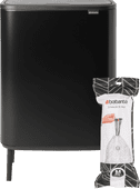 Brabantia Bo Touch Bin Hi Mülleimer 60 Liter mit Kunststoff Inneneimer Matt Black + Müllsäcke (120 Stück) Brabantia Bo Mülleimer