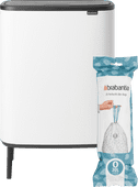 Brabantia Bo Touch Bin Hi Mülleimer 2 x 30 Liter mit 2 Kunststoff Inneneimer White + Müllsäcke (120 Stück) Brabantia Bo Mülleimer