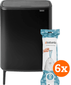 Brabantia Bo Touch Bin Hi 2 x 30 Liter Matt Black + Müllbeutel (120 Stück) Brabantia Bo Mülleimer