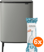 Brabantia Bo Touch Bin Hi 2 x 30 Liter Mineral Concrete Grey + Müllbeutel (120 Stück) Brabantia Bo Mülleimer