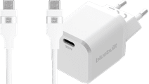 BlueBuilt Power-Delivery-Ladegerät 30 W + USB-C-Kabel 1,5 m Nylon Weiß iPhone 11 Ladegerät