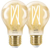 WiZ Smart Filamentlampe Standard Gold Doppelpack - Warmes bis kaltweißes Licht - E27 Smart-Lampe mit E27-Fassung