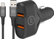 BlueBuilt Quick Charge Autoladegerät 18 W Schwarz + Micro-USB-Kabel 1,5 m Nylon Schwarz Autoladegeräte mit mehreren Anschlüssen