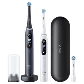 Oral-B iO Series 8 Schwarz und Weiß Doppelpack mit Ersatzaufsteckbürste Oral-B elektrische Zahnbürste für eine gründliche Reinigung