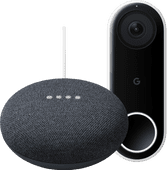 Google Nest Mini Grau + Google Nest Hello Smart Home Hub mit Sprachsteuerung