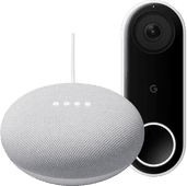 Google Nest Mini Weiß + Google Nest Hello Smart Home Hub mit Sprachsteuerung