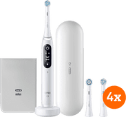 Oral-B iO 7w Weiß + Aufsteckbürsten iO Ultimate Clean (4 Stück) Smart elektrische Zahnbürste mit App