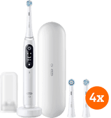 Oral-B iO 8n Weiß + Aufsteckbürsten iO Ultimate Clean (4 Stück) Elektrische Zahnbürste mit Drucksensor