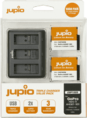 Jupio Kit: Battery GoPro HERO 12/11/10 AHDBT-901 (2x) + Compact USB Triple Charger Battery for action cameras