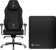 Vortech Prestige Plus Gaming-Stuhl Schwarz + Vortech Bodenschutzmatte Schwarz Vortech Gaming-Stuhl
