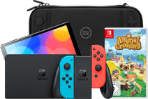 Nintendo Switch OLED Blue/Red + Animal Crossing New Horizons + BlueBuilt Travel Case Nintendo Switch OLED