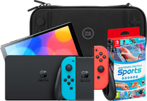 Nintendo Switch OLED Blau/Rot + Nintendo Switch Sports + Bluebuilt Travel Case Nintendo Switch OLED