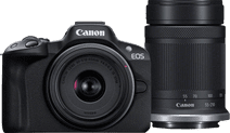 Canon EOS R50 + RF-S 18-45mm + RF-S 55-210mm Kamera mit neigbarem Display