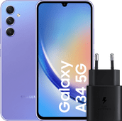 Samsung Galaxy A34 128GB Purple 5G + Samsung Fast Charger Black Samsung Galaxy A34