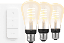 Philips Hue Filament White Ambiance Edison 3-pack + Dimmer Philips HUE E27 fitting