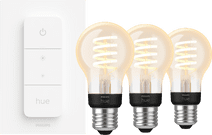 Philips Hue Filament White Ambiance Standard 3-pack + Dimmer Philips HUE E27 fitting