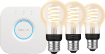 Philips Hue Filament White Ambiance Standard 3-pack + Bridge Philips HUE E27 fitting