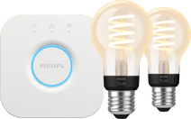 Philips Hue Filament White Ambiance Standard 2-pack + Bridge Smart lights starter pack