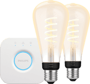 Philips Hue Filament White Ambiance Edison XL Doppelpack + Bridge Philips Hue Filament Starterpaket