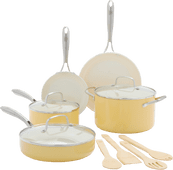 GreenLife Artisan Cookware Set 12-piece Yellow Ceramic pan