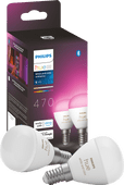 Philips Hue Luster Kugellampe White & Color E14 Doppelpack Smart-Lampe mit E14-Fassung