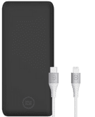 BlueBuilt Powerbank mit Schnellladefunktion 20.000 mAh + Lightning-Kabel 1,5 m Nylon Weiß Powerbank mit USB-C-Kabel