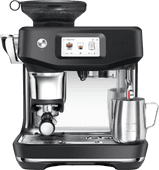 Sage The Barista Touch Impress Black Truffle Piston machine with a bean grinder