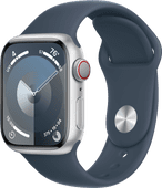 Apple Watch Series 9 4G 41 mm Silber Aluminium Sportarmband Blau S/M Apple Watch Series 9