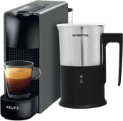 Krups Nespresso Essenza Mini XN110B Grau + Milchaufschäumer Nespresso-Maschine mit Milchaufschäumer