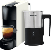 Krups Nespresso Essenza Mini XN1101 Weiß + Milchaufschäumer Nespresso-Maschine mit Milchaufschäumer