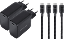 BlueBuilt 100W GaN USB-C Charger Black + USB-C cable 240W 2m Nylon Black Duo Pack BlueBuilt laptop charger