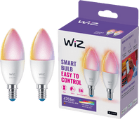 WiZ Smart Kerzenlampe Doppelpack - Farbiges und weißes Licht - E14 Smart-Home-Geschenk