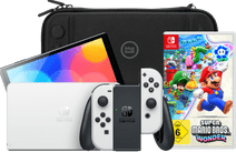 Nintendo Switch OLED Weiß + Super Mario Bros. Wonder + BlueBuilt Schutzhülle Nintendo Switch OLED