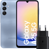 Samsung Galaxy A25 128GB Blau 5G + Samsung Ladegerät 25 Watt Schwarz Günstiges Samsung Smartphone