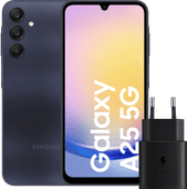 Samsung Galaxy A25 128GB Dunkelblau 5G + Samsung Ladegerät 25 Watt Schwarz Samsung Galaxy A25