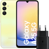 Samsung Galaxy A25 128GB Gelb 5G + Samsung Ladegerät 25 Watt Schwarz Samsung Handy aus dem Jahr 2023