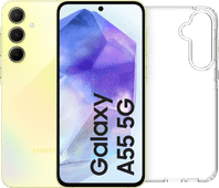 Samsung Galaxy A55 128GB Gelb 5G + BlueBuilt Backcover Transparent Samsung A Serie Set