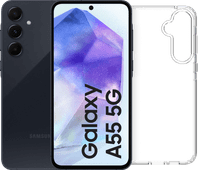 Samsung Galaxy A55 256GB Dunkelblau 5G + BlueBuilt Backcover Transparent Android-Smartphone