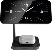 ZENS 2-in-1 MagSafe und Qi2 Kabelloses Ladegerät 15 W mit Ständer Schwarz Kabelloses Ladegerät für Ohrhörer