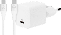 BlueBuilt Power Delivery Charger 20W + USB-C Cable 1.5m Nylon White Apple iPhone fast charger